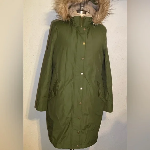 Boden Dunbar waterproof parka army green jacket size 10